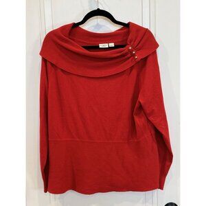 GUC 2xl Cato Red Long Sleeve Cowl Neck Lightweight Sweater Workwear